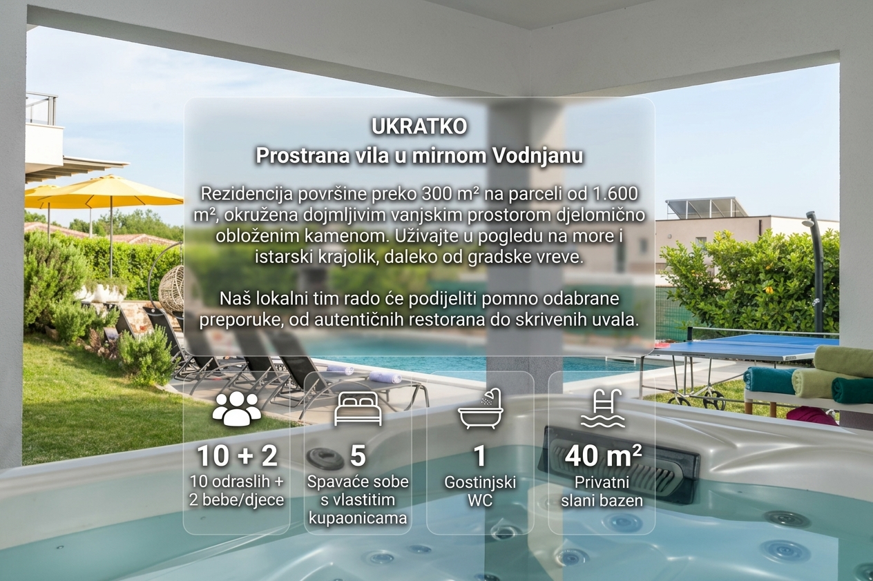 Villa Lana – bazen i jacuzzi s pogledom na vrt